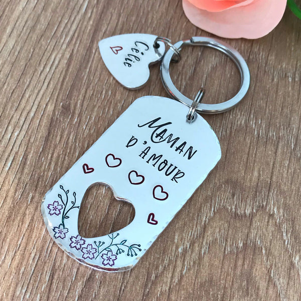 Porte Clé Personnalisé Maman, Cadeau pour Maman Fête des Mères