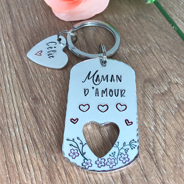 Porte Clé Personnalisé Maman, Cadeau pour Maman Fête des Mères