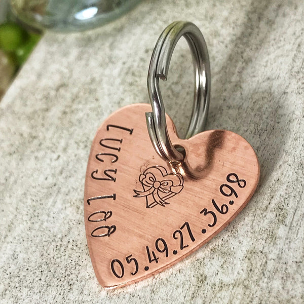 Médaille Pour Chien Rose Or, Coeur pour Chien en Cuivre