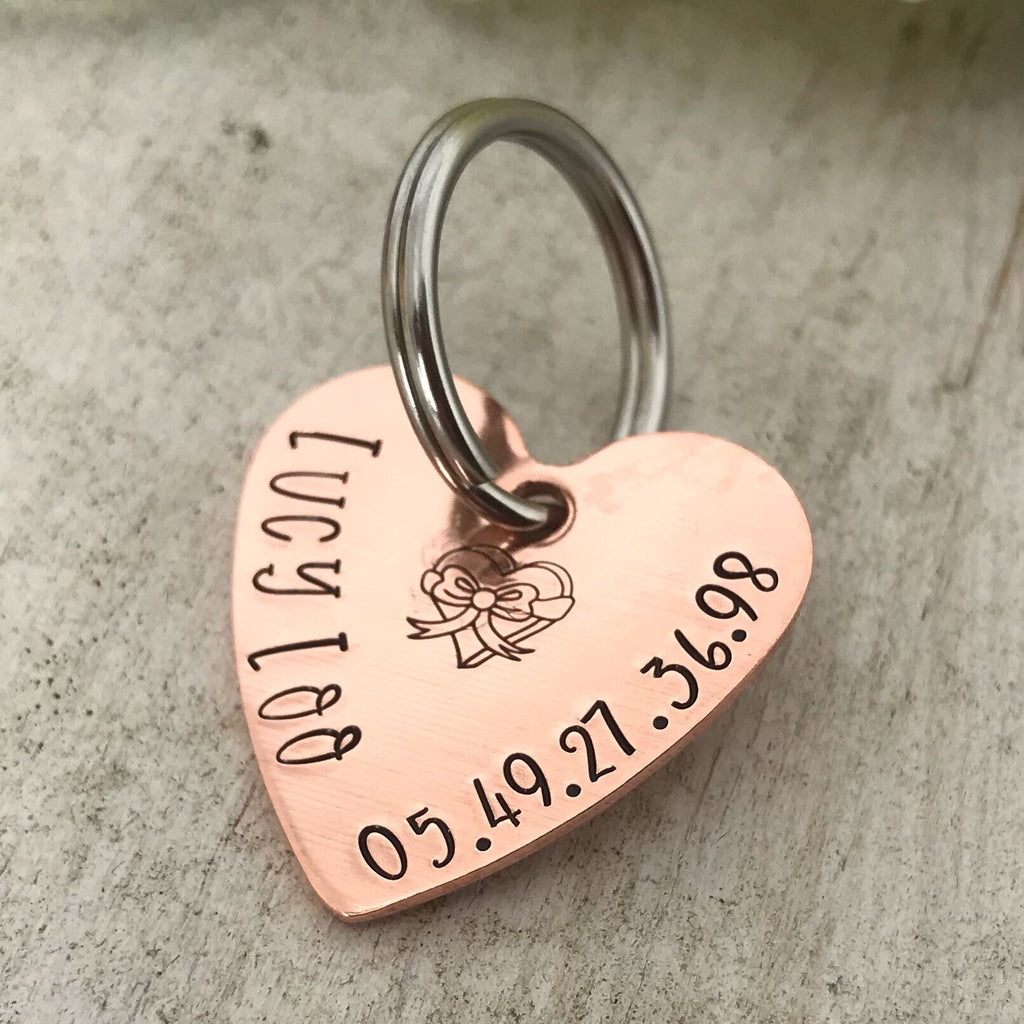 Médaille Pour Chien Rose Or, Coeur pour Chien en Cuivre