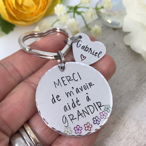 Porte Clé Maîtresse, Cadeau Maîtresse, Porte Clé Enfant Maîtresse, Merci Professeur