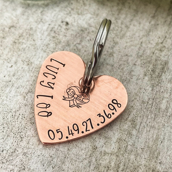 Médaille Pour Chien Rose Or, Coeur pour Chien en Cuivre