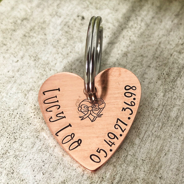 Médaille Pour Chien Rose Or, Coeur pour Chien en Cuivre
