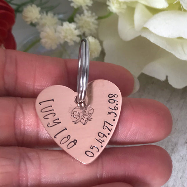 Médaille Pour Chien Rose Or, Coeur pour Chien en Cuivre
