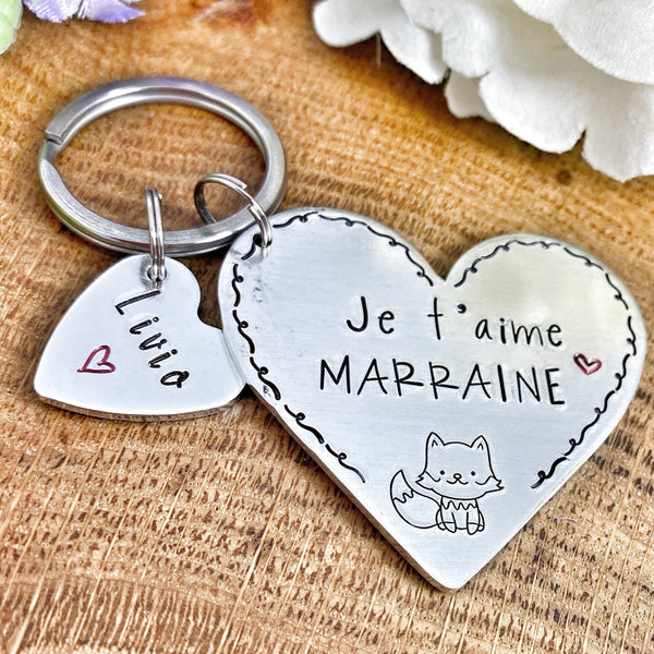 Demande Marraine, Porte-Clé Marraine, Cadeau Baptême Marraine, Bijoux Marraine, Marraine je t'aime