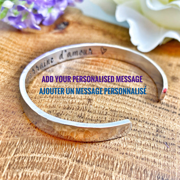 Manchette Femme, Bracelet avec Message Personnalisé, Cadeau pour Meilleure Amie, Bijou Personnalisé