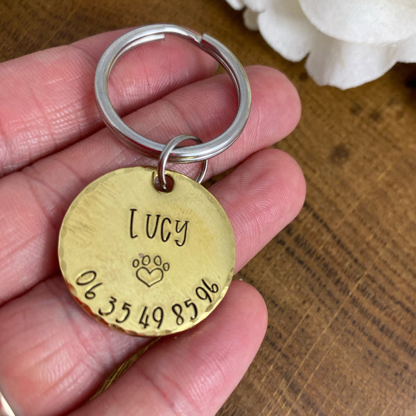 Custom Brass Dog Identity Disc - Brass ID Pet Tag