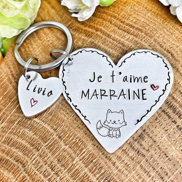 Demande Marraine, Porte-Clé Marraine, Cadeau Baptême Marraine, Bijoux Marraine, Marraine je t'aime