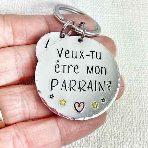 Porte-clés personnalisé pour parrain - Idée cadeau spéciale pour un parrain - Porte-clés original et sentimental