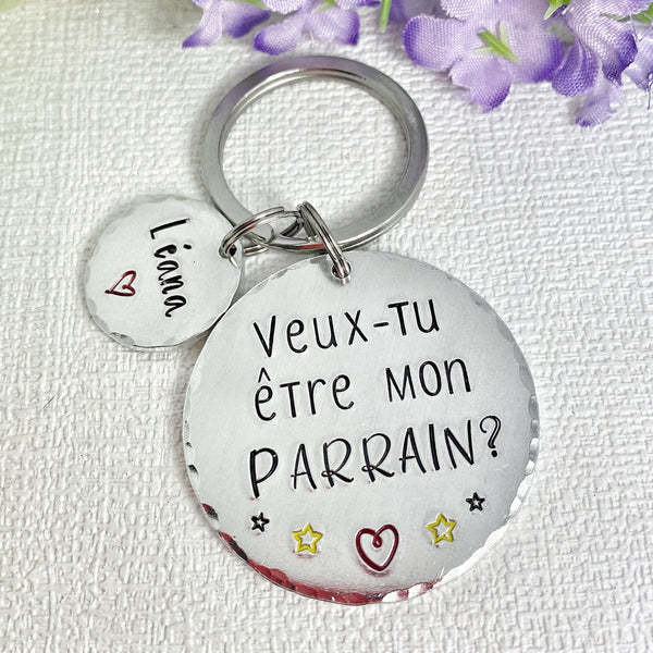 Porte-clés personnalisé pour parrain - Idée cadeau spéciale pour un parrain - Porte-clés original et sentimental