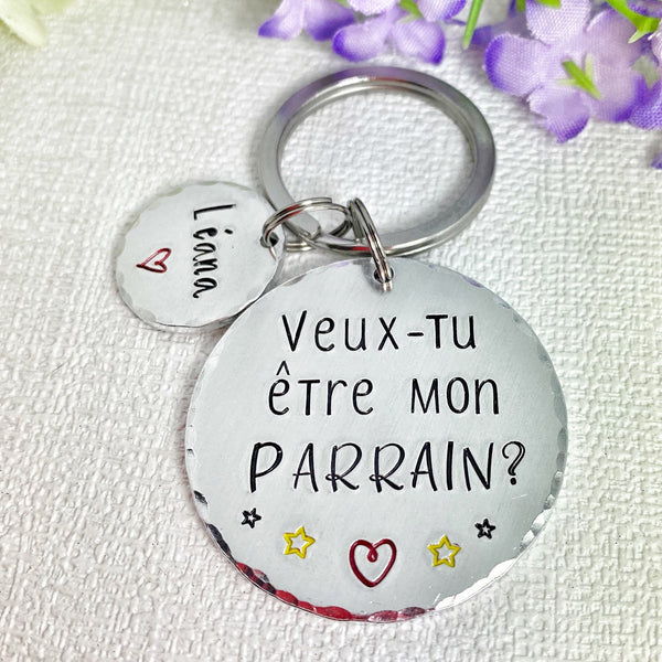 Porte-clés personnalisé pour parrain - Idée cadeau spéciale pour un parrain - Porte-clés original et sentimental