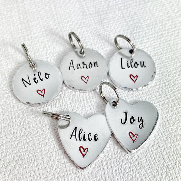 Personalized Name Disc, Small Heart with Name, Engraved Name Disc, Name Charm, Custom Name Tag