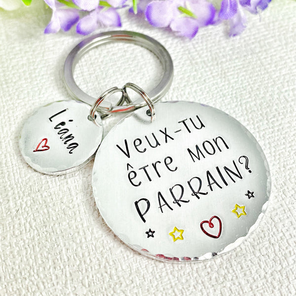 Porte-clés personnalisé pour parrain - Idée cadeau spéciale pour un parrain - Porte-clés original et sentimental