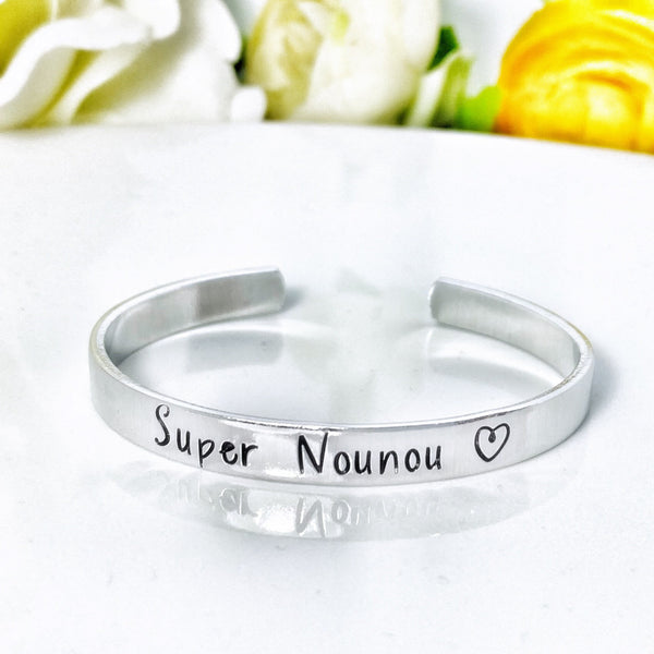Cadeau Nounou, Bijoux Nounou, Nounou en Or, Bracelet Jonc Nounou, Idée Nounou