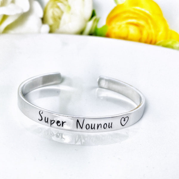 Cadeau Nounou, Bijoux Nounou, Nounou en Or, Bracelet Jonc Nounou, Idée Nounou