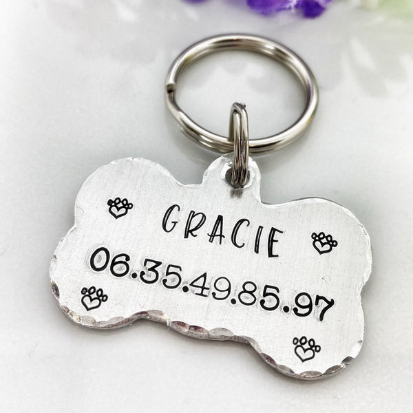 Médaille de Chien Os, Médaillon Argent, Personnalisée, Fait Main