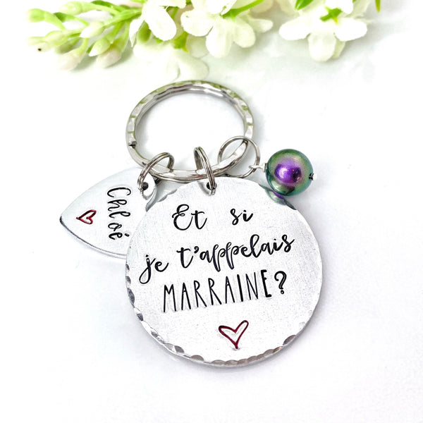 Idée Cadeau Demande Marraine, Porte-Clé Marraine, Cadeau Baptême Marraine, Et si je t'appelais Marraine, Bijoux Marraine