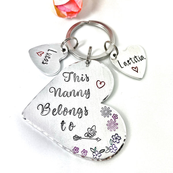 Porte Clé Personnalisé Cadeau Mamie, Gravé à la Main Porte Clé, Papillon