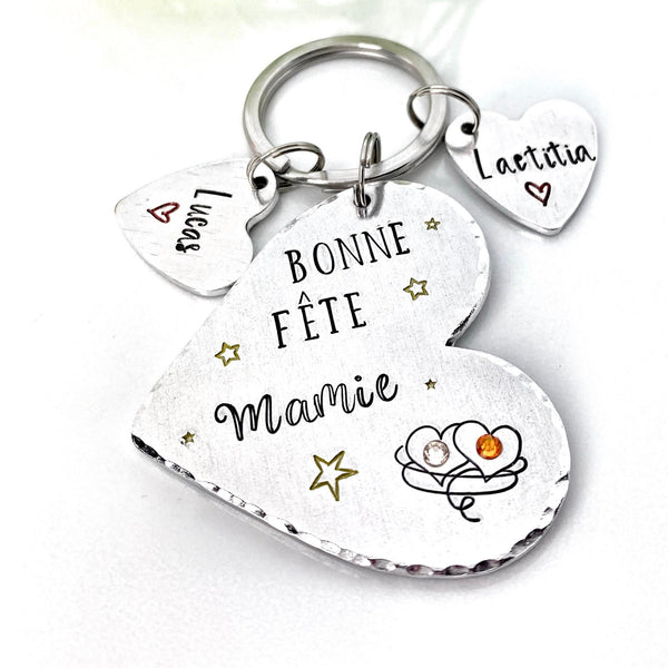 Porte Clé Personnalisé pour Mamie, Cadeau pour la Fête des Grand-Mères