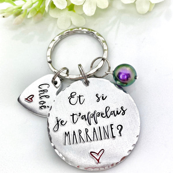 Idée Cadeau Demande Marraine, Porte-Clé Marraine, Cadeau Baptême Marraine, Et si je t'appelais Marraine, Bijoux Marraine