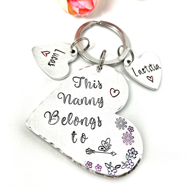 Porte Clé Personnalisé Cadeau Mamie, Gravé à la Main Porte Clé, Papillon