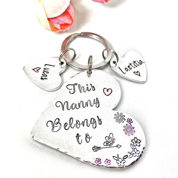 Porte Clé Personnalisé Cadeau Mamie, Gravé à la Main Porte Clé, Papillon