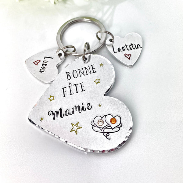 Porte Clé Personnalisé pour Mamie, Cadeau pour la Fête des Grand-Mères