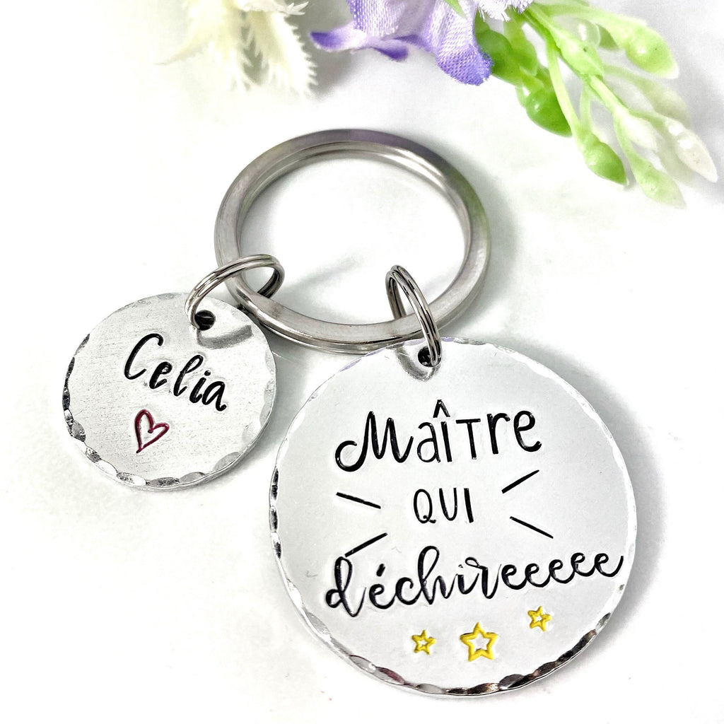 Porte Clé Maître, Cadeau Maître, Porte Clé Enfant Maître, Merci Professeur, Maître qui Déchire, Merci Maître