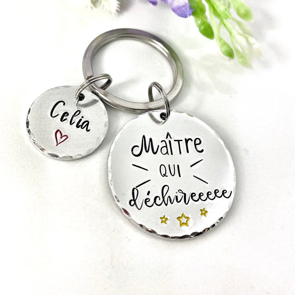 Porte Clé Maître, Cadeau Maître, Porte Clé Enfant Maître, Merci Professeur, Maître qui Déchire, Merci Maître