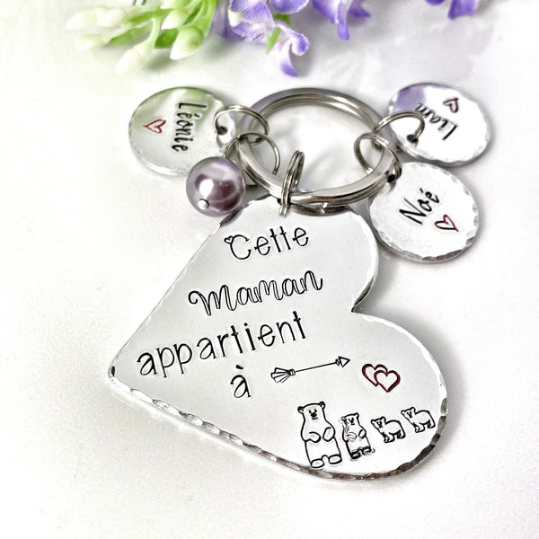 Porte Clé Maman, Idée Maman, Cadeau Prénoms Enfants Maman, Cadeau Maman Fête des Mères
