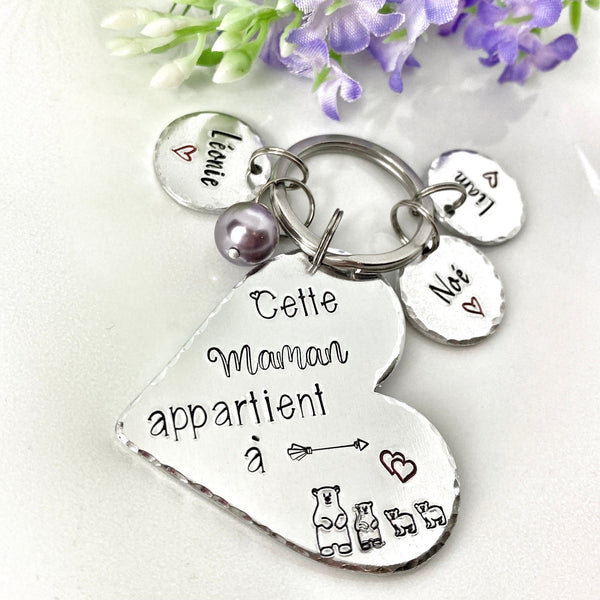 Porte Clé Maman, Idée Maman, Cadeau Prénoms Enfants Maman, Cadeau Maman Fête des Mères