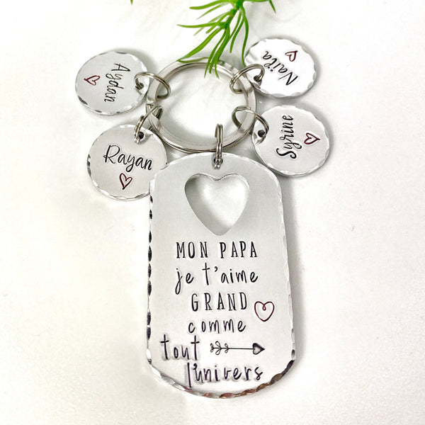 Cadeau Papa Fêtes des Pères, Porte Clef pour Papa, Porte Clé avec Noms
