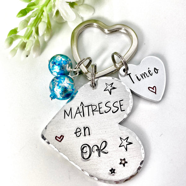 Porte Clé Gravé Personnalisé, Cadeau Maîtresse, Porte Clé Maîtresse, Merci Maîtresse, Maîtresse en Or