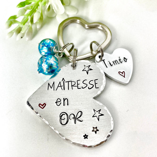 Porte Clé Gravé Personnalisé, Cadeau Maîtresse, Porte Clé Maîtresse, Merci Maîtresse, Maîtresse en Or