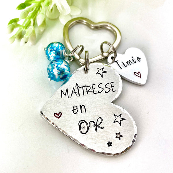 Porte Clé Gravé Personnalisé, Cadeau Maîtresse, Porte Clé Maîtresse, Merci Maîtresse, Maîtresse en Or