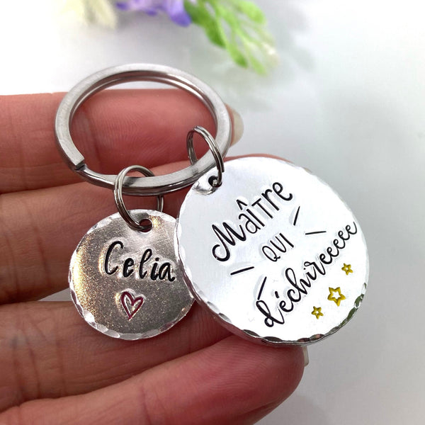 Porte Clé Maître, Cadeau Maître, Porte Clé Enfant Maître, Merci Professeur, Maître qui Déchire, Merci Maître