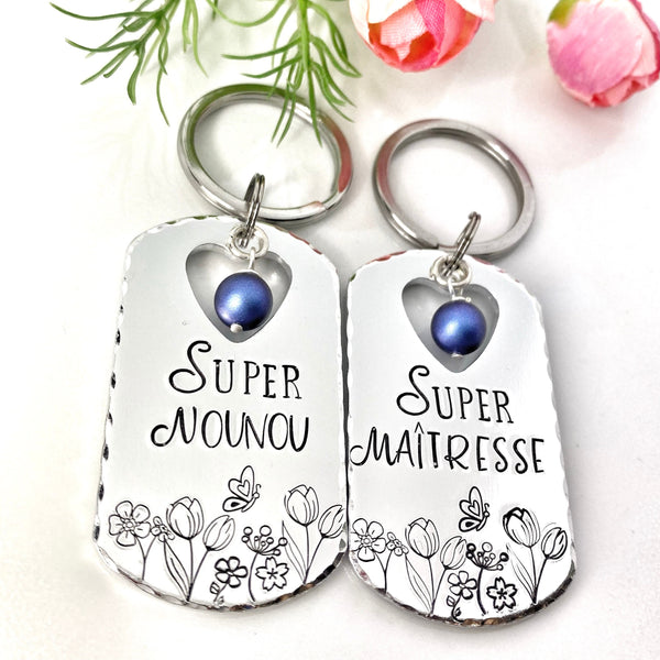 Porte Clé Nounou, Cadeau Nounou, La Meilleure Nounou, Merci Nounou, Super Nounou