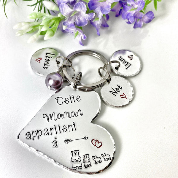 Porte Clé Maman, Idée Maman, Cadeau Prénoms Enfants Maman, Cadeau Maman Fête des Mères