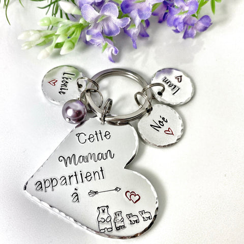 Porte Clé Maman, Idée Maman, Cadeau Prénoms Enfants Maman, Cadeau Maman Fête des Mères