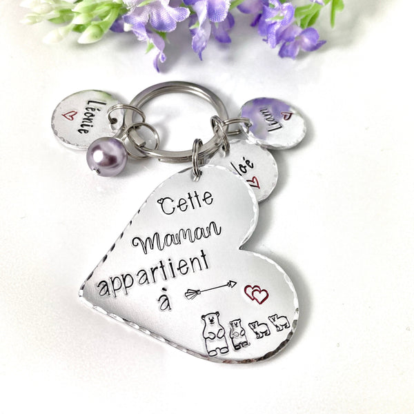 Porte Clé Maman, Idée Maman, Cadeau Prénoms Enfants Maman, Cadeau Maman Fête des Mères