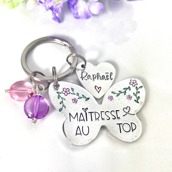 Porte Clé Gravé Personnalisé, Cadeau Maîtresse, Porte Clé Maîtresse, Merci Maîtresse