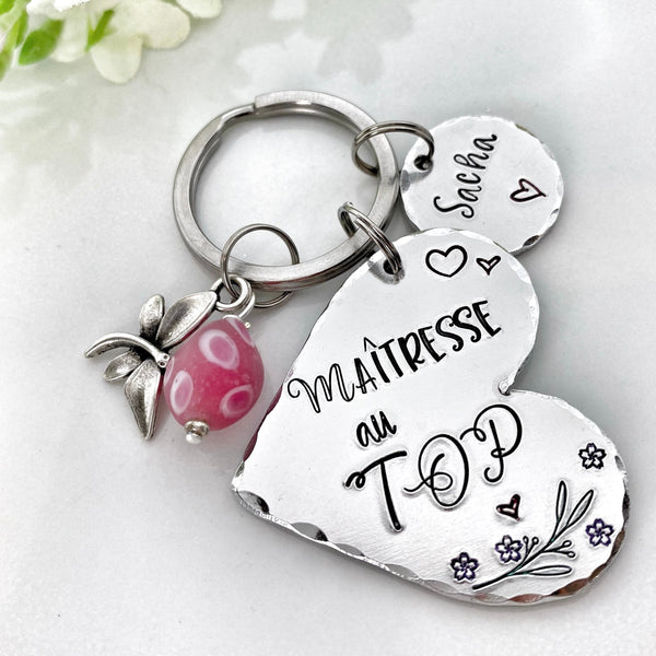 Porte Clé Gravé Personnalisé, Cadeau Maîtresse, Porte Clé Maîtresse, Merci Maîtresse