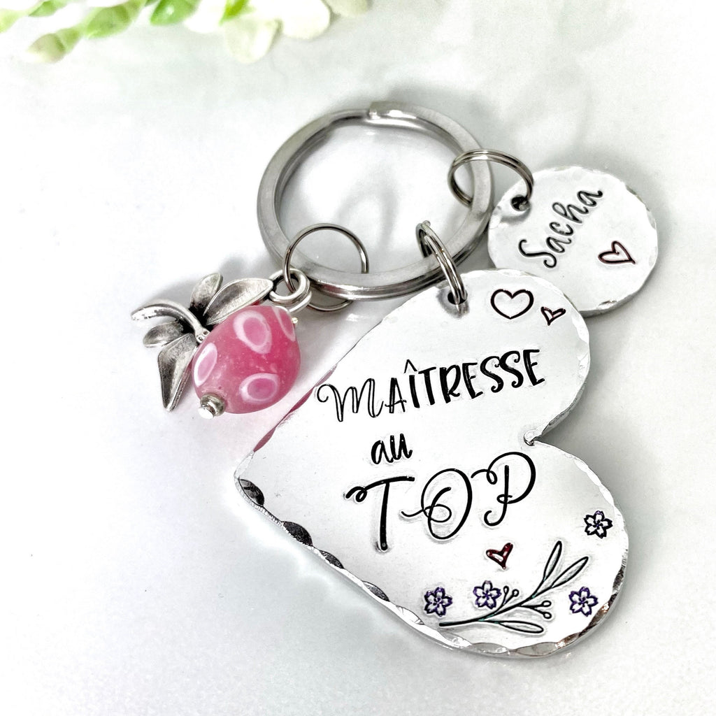 Porte Clé Gravé Personnalisé, Cadeau Maîtresse, Porte Clé Maîtresse, Merci Maîtresse