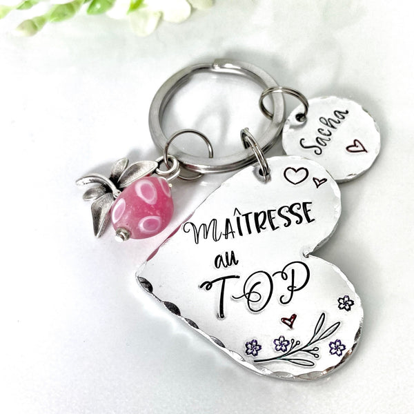 Porte Clé Gravé Personnalisé, Cadeau Maîtresse, Porte Clé Maîtresse, Merci Maîtresse