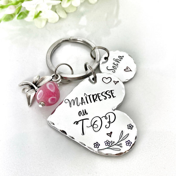 Porte Clé Gravé Personnalisé, Cadeau Maîtresse, Porte Clé Maîtresse, Merci Maîtresse