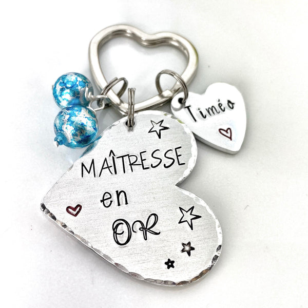 Porte Clé Gravé Personnalisé, Cadeau Maîtresse, Porte Clé Maîtresse, Merci Maîtresse, Maîtresse en Or