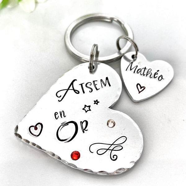 Porte Clé ATSEM, Cadeau ATSEM, Porte Clé Personnalisé, Idée cadeau Maîtresse