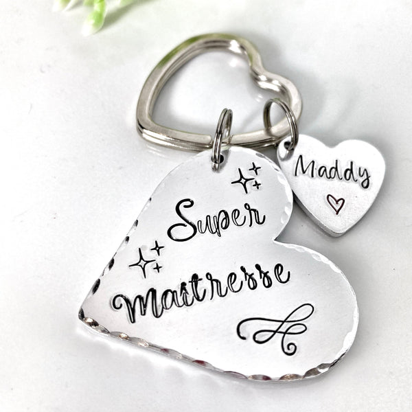 Porte Clé Gravé Personnalisé, Cadeau Maîtresse, Porte Clé Maîtresse, Merci Maîtresse