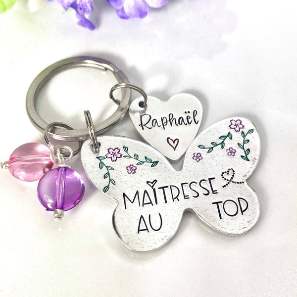 Porte Clé Gravé Personnalisé, Cadeau Maîtresse, Porte Clé Maîtresse, Merci Maîtresse
