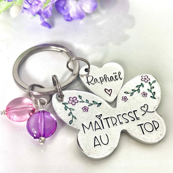 Porte Clé Gravé Personnalisé, Cadeau Maîtresse, Porte Clé Maîtresse, Merci Maîtresse